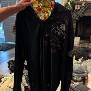 Affliction Black Graphic Long Sleeve Shirt